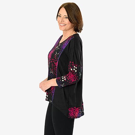 Sugar Crisp Floral Printed Top (Size L) - Black