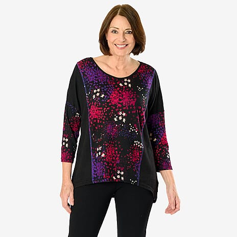 Sugar Crisp Floral Printed Top (Size M) - Black