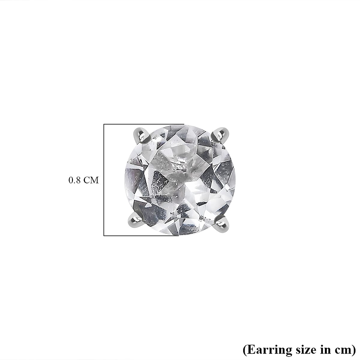White Topaz Solitaire Stud Push Post Earring in Rhodium Overlay Sterling Silver 4.17 Ct.