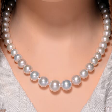 Pearl Find Of The Year - 9K Yellow Gold  White Edison Pearl Necklace With Magnetic Clasp (Size - 20) 360 Ct