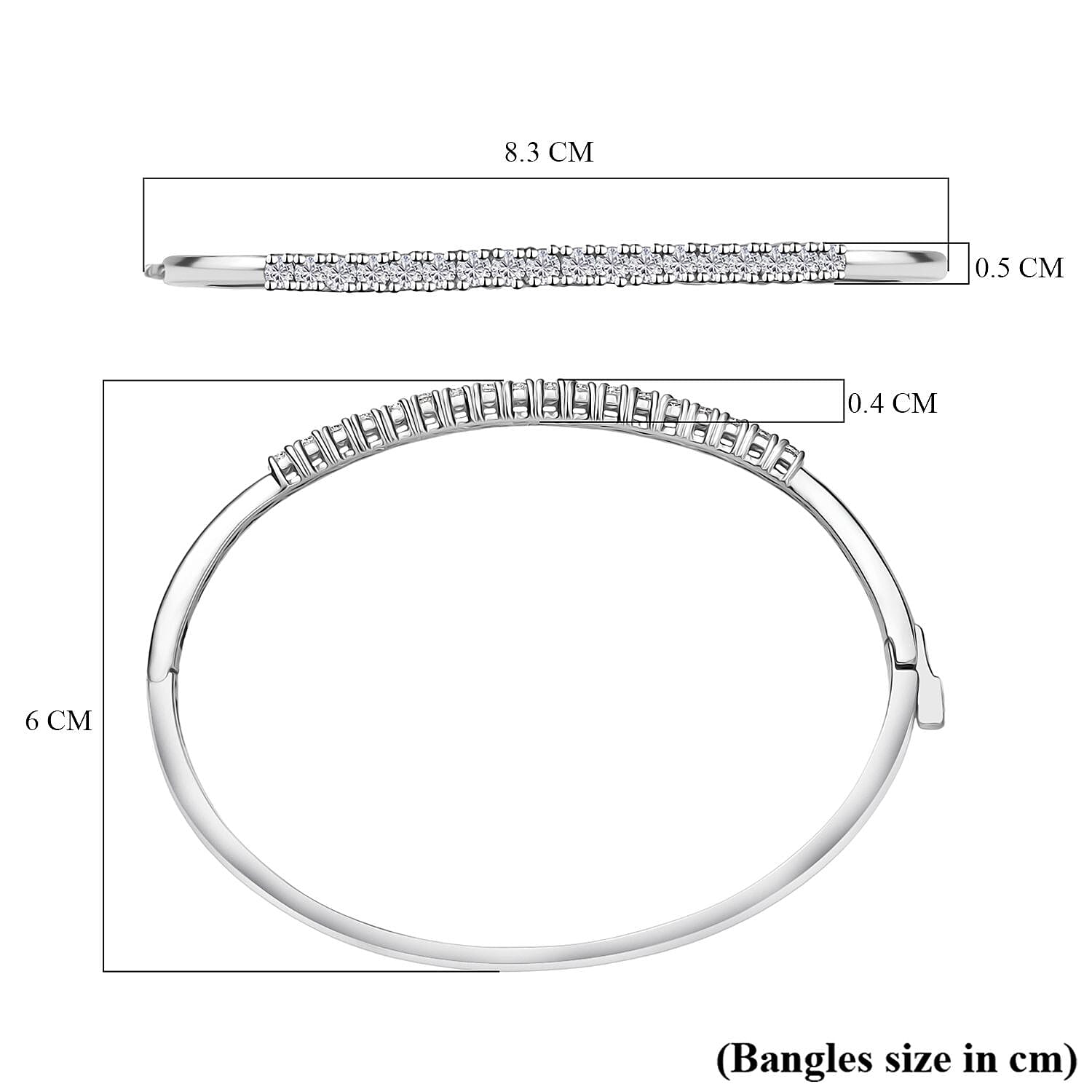 Swarovski Zirconia Bangle (Size - 7.5) in White Tone 3.64 Ct. Swarovski Zirconia Bangle (Size - 7.5) in White Tone 3.64 Ct.