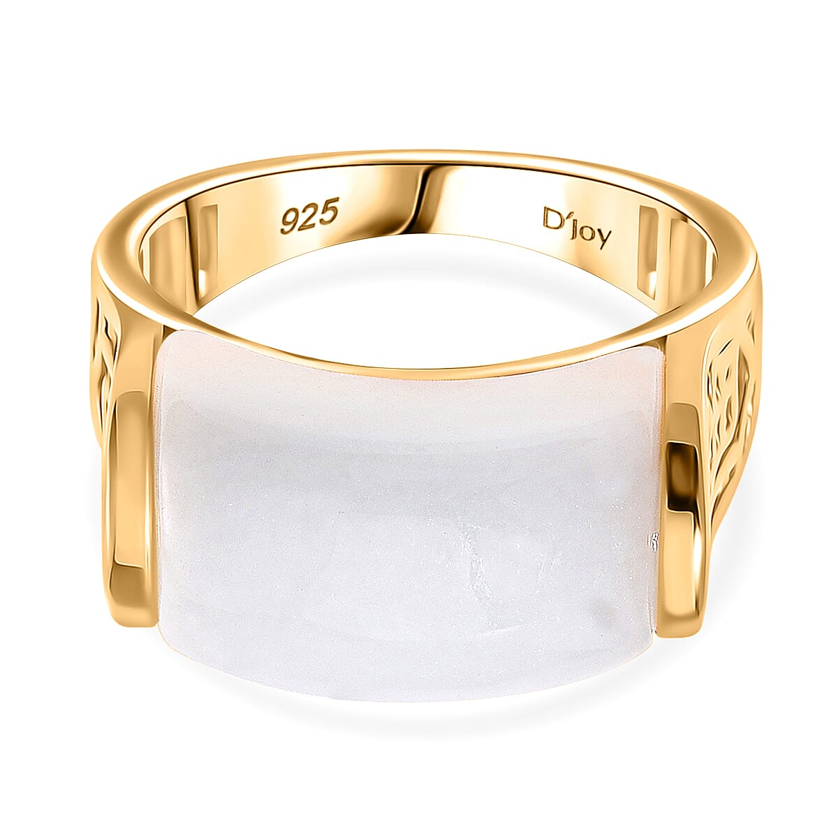 THE MAJESTIC - Natural Jadeite Jade Ring in 18K Vermeil Yellow Gold Plated Sterling Silver