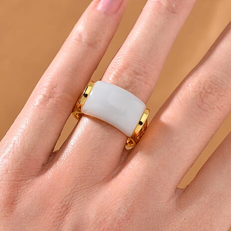 THE MAJESTIC - Natural Jadeite Jade Ring in 18K Vermeil Yellow Gold Plated Sterling Silver