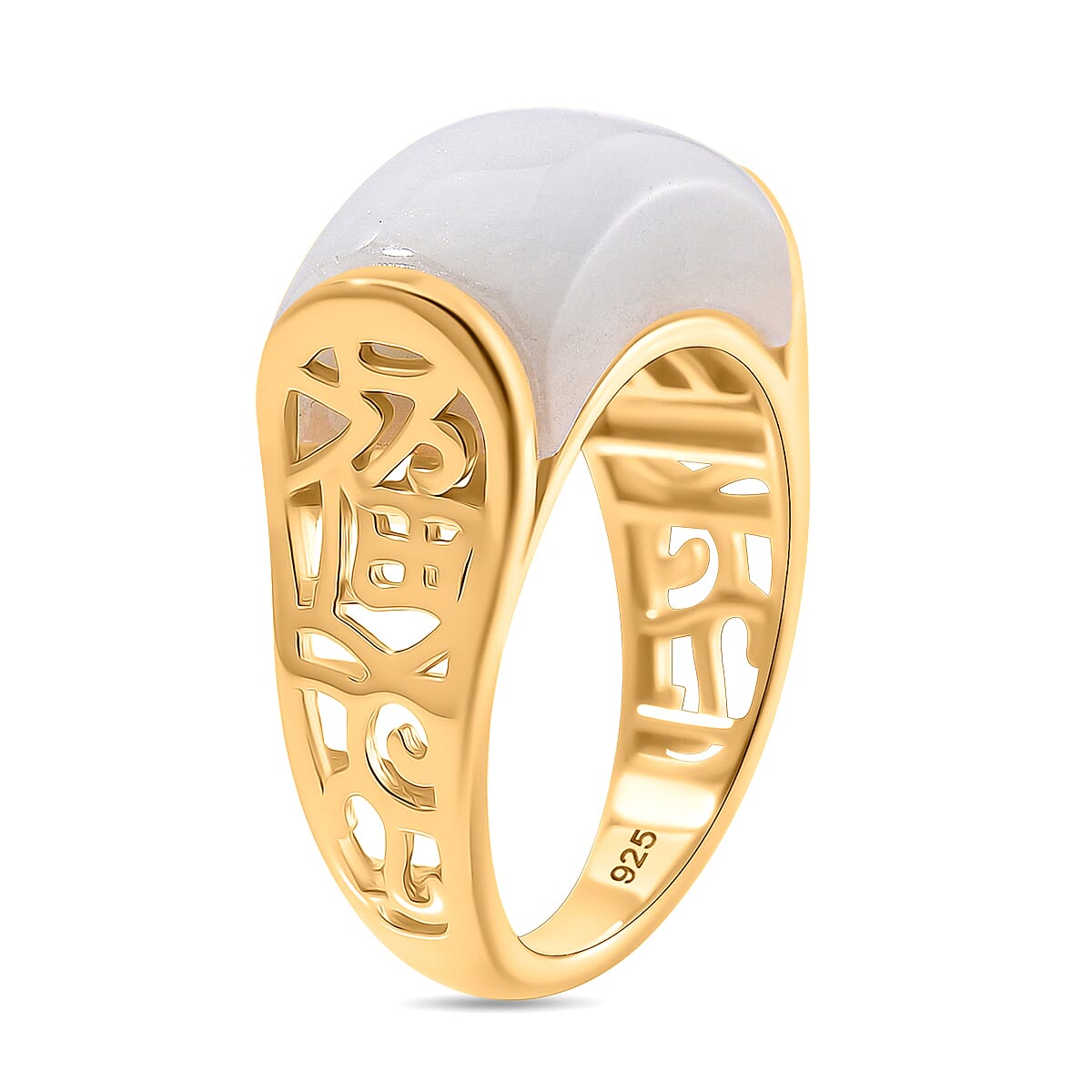 THE MAJESTIC - Natural Jadeite Jade Ring in 18K Vermeil Yellow Gold Plated Sterling Silver