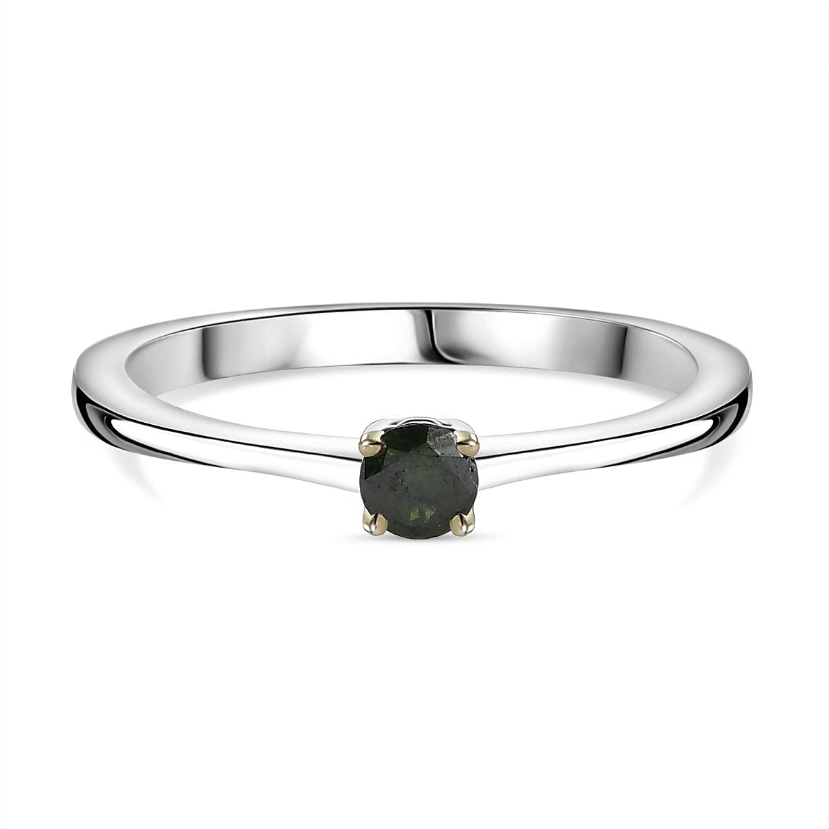 Diamond Solitaire Ring in Rhodium Ovarlay Sterling Silver