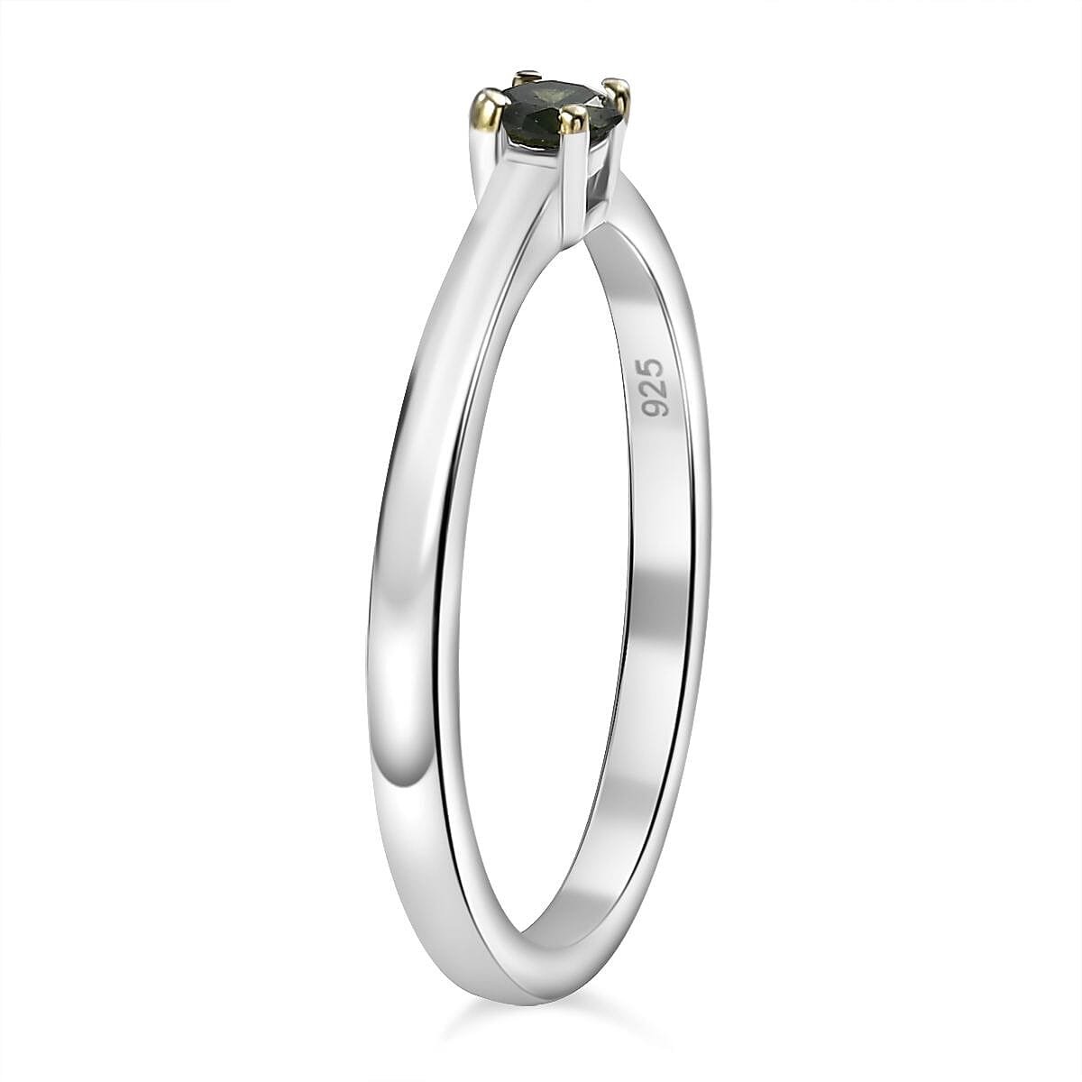 Diamond Solitaire Ring in Rhodium Ovarlay Sterling Silver