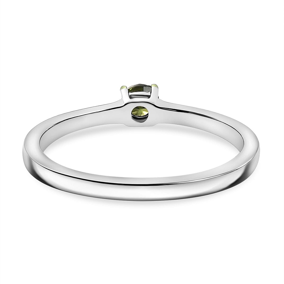 Diamond Solitaire Ring in Rhodium Ovarlay Sterling Silver