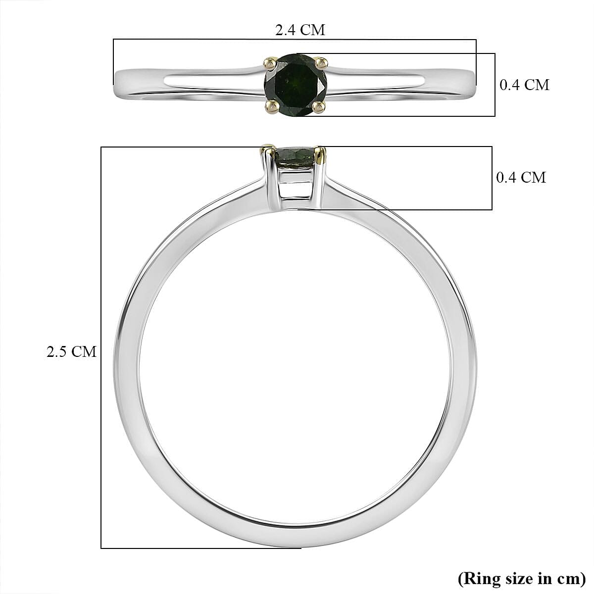 Diamond Solitaire Ring in Rhodium Ovarlay Sterling Silver