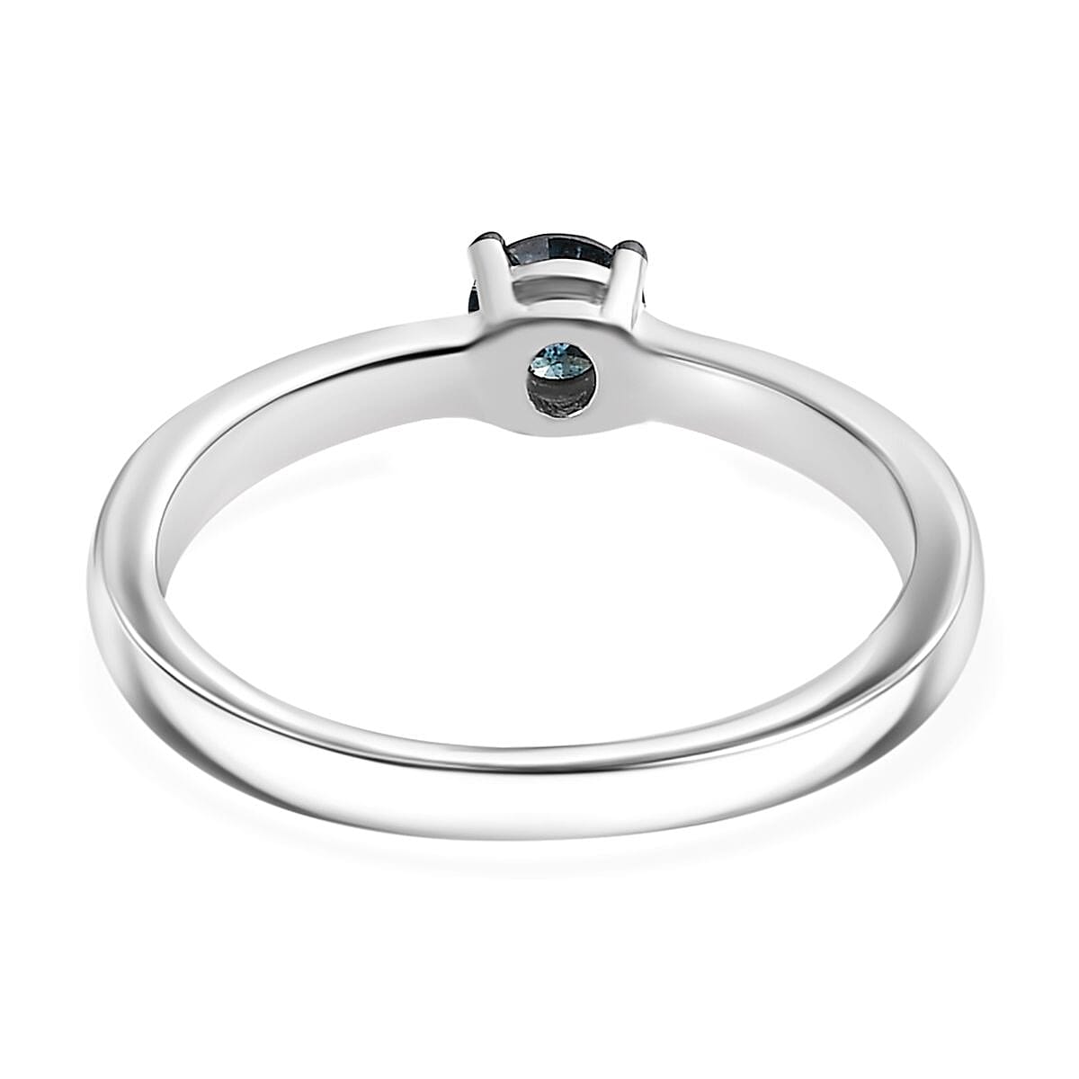 Blue Diamond Solitaire Ring in Rhodium Overlay Sterling Silver 0.20 Ct.