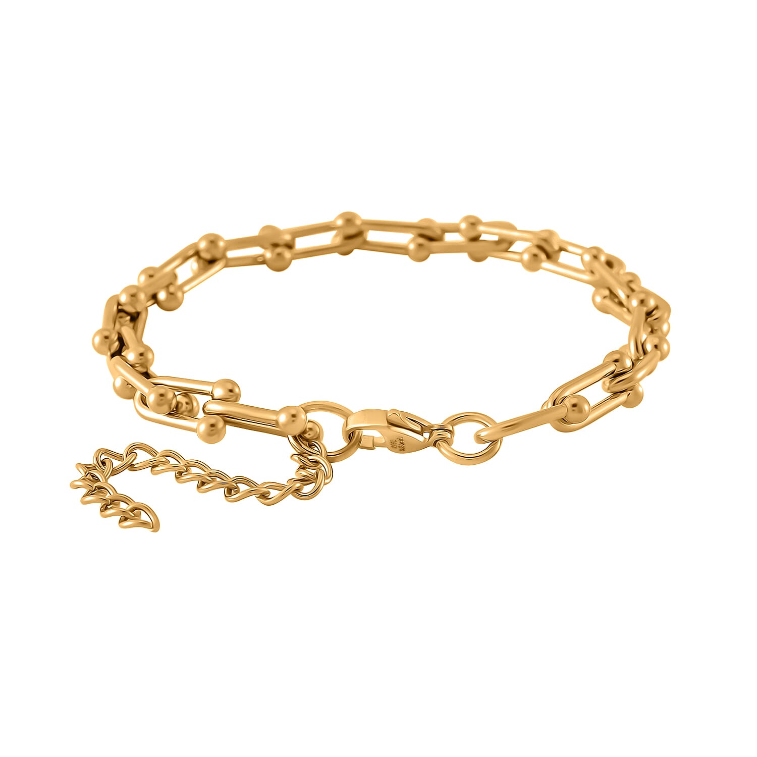 Designer Inspired Industrial Bracelet With Lobster Clasp (Size - 7.5-2 EXT) in Yellow Gold Tone