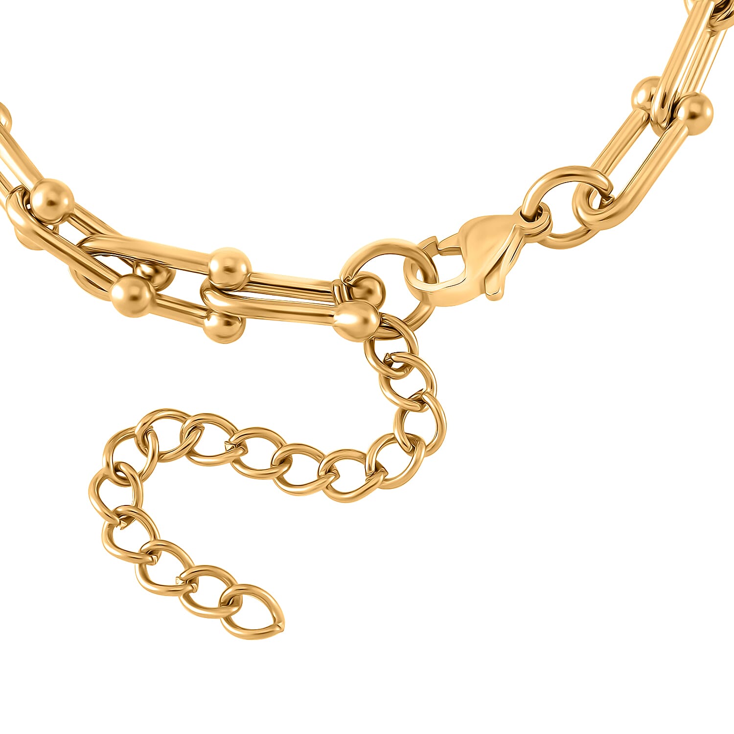 Designer Inspired Industrial Bracelet With Lobster Clasp (Size - 7.5-2 EXT) in Yellow Gold Tone