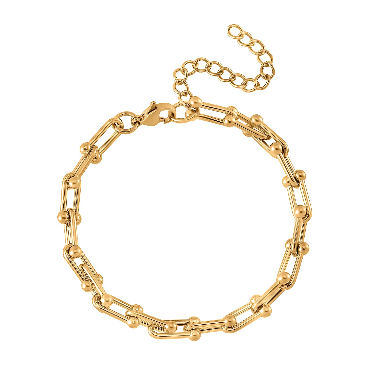 Designer Inspired Industrial Bracelet With Lobster Clasp (Size - 7.5-2 EXT) in Yellow Gold Tone