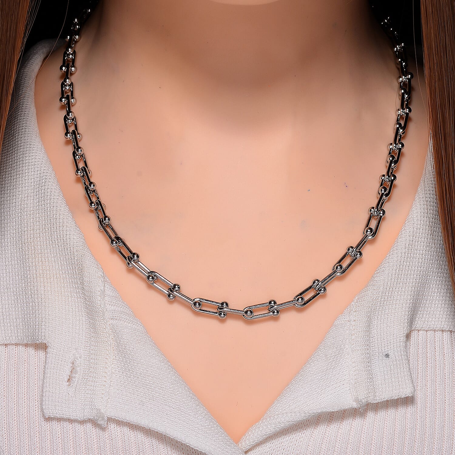 Designer Inspired Industrial Necklace With Lobster Clasp (Size - 20) in Silver Tone