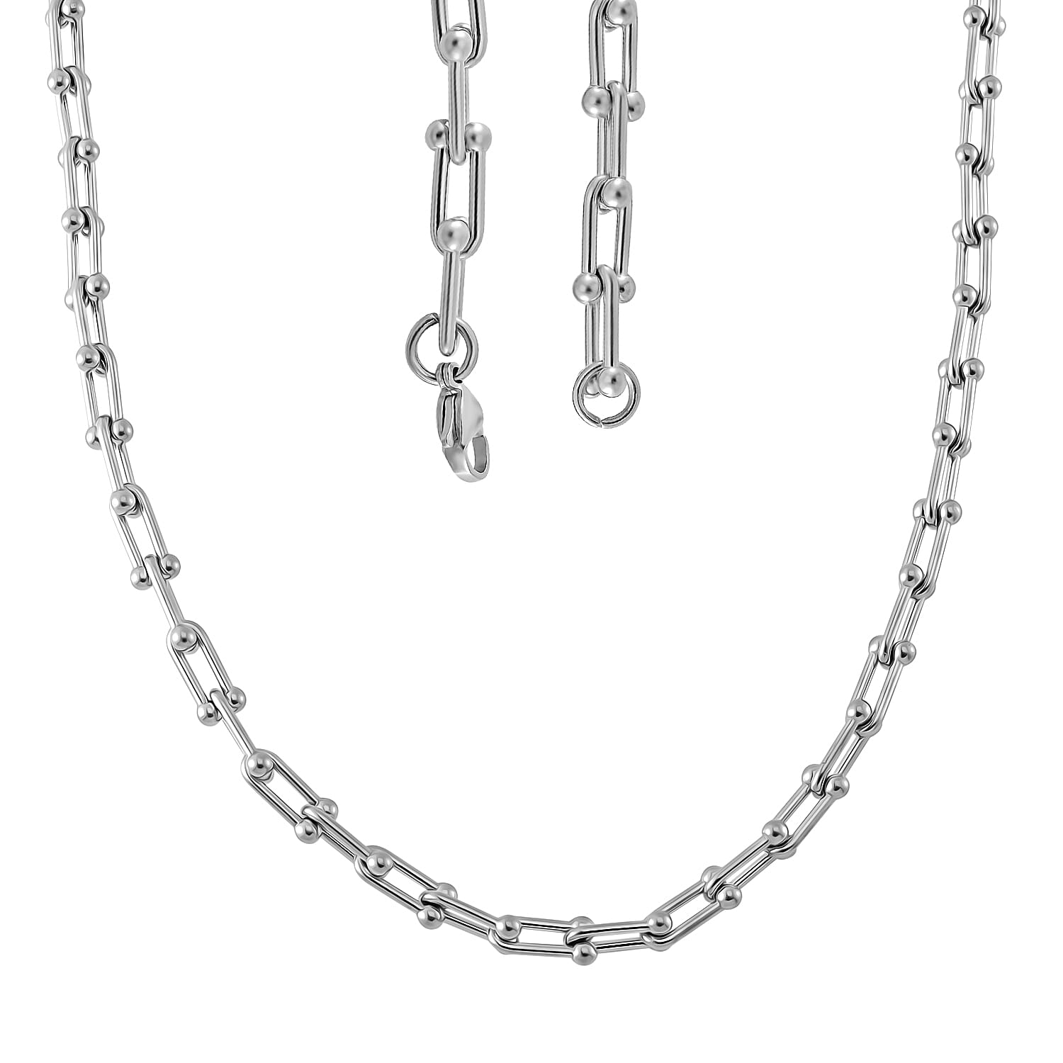 Designer Inspired Industrial Necklace With Lobster Clasp (Size - 20) in Silver Tone