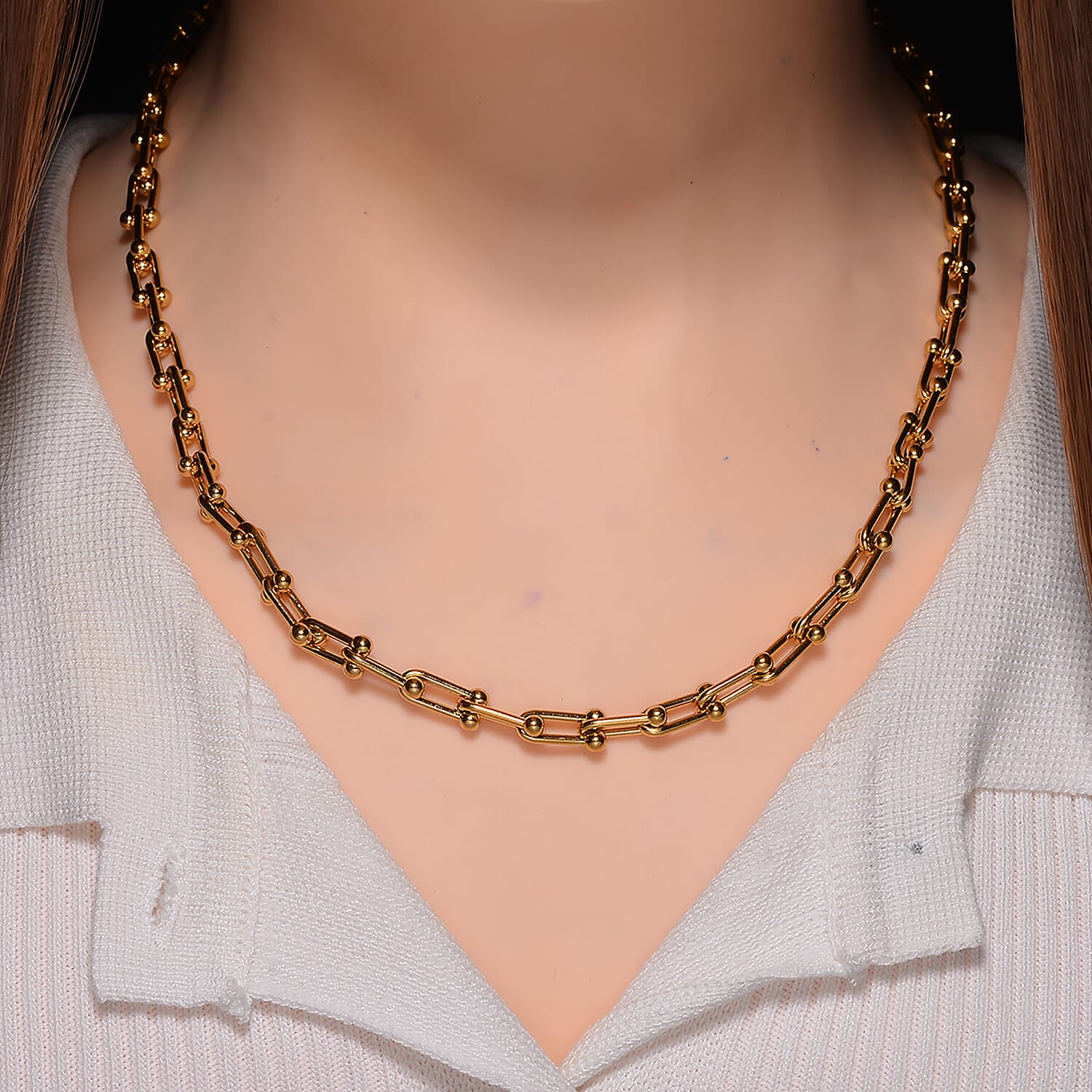 Designer Inspired Industrial Necklace With Lobster Clasp (Size - 20) in Yellow