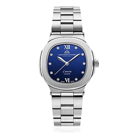 Christophe Duchamp Lenvie Blue Dial Swiss Quartz Movt. 5 ATM WR Watch in Silver Tone