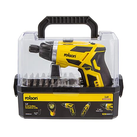 Rolson Cordless Screwdriver and Bits Accessory Kit