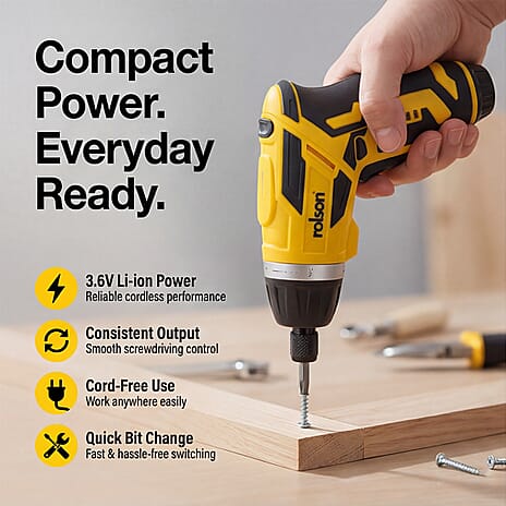 Rolson Cordless Screwdriver and Bits Accessory Kit