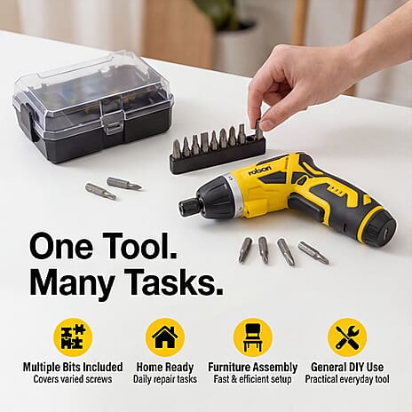 Rolson Cordless Screwdriver and Bits Accessory Kit