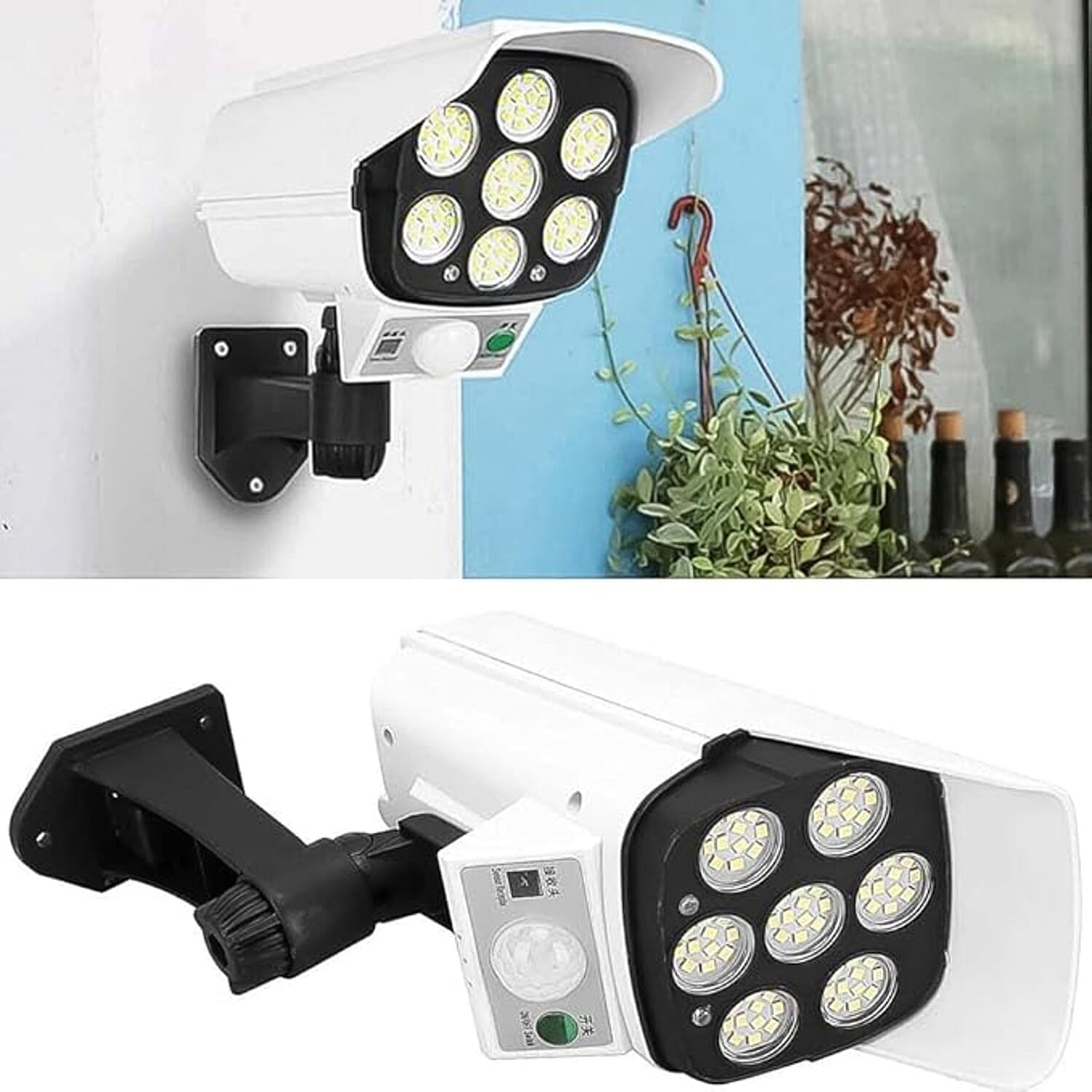 Hofftech Dummy Camera with solar sensor led lamp - Ip44 Waterproof, 200 Lumen.