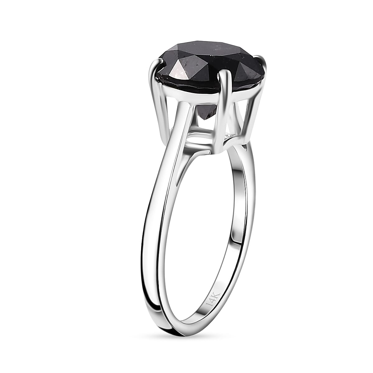 14K White Gold Black Diamond Solitaire Ring 5.05 Cts.