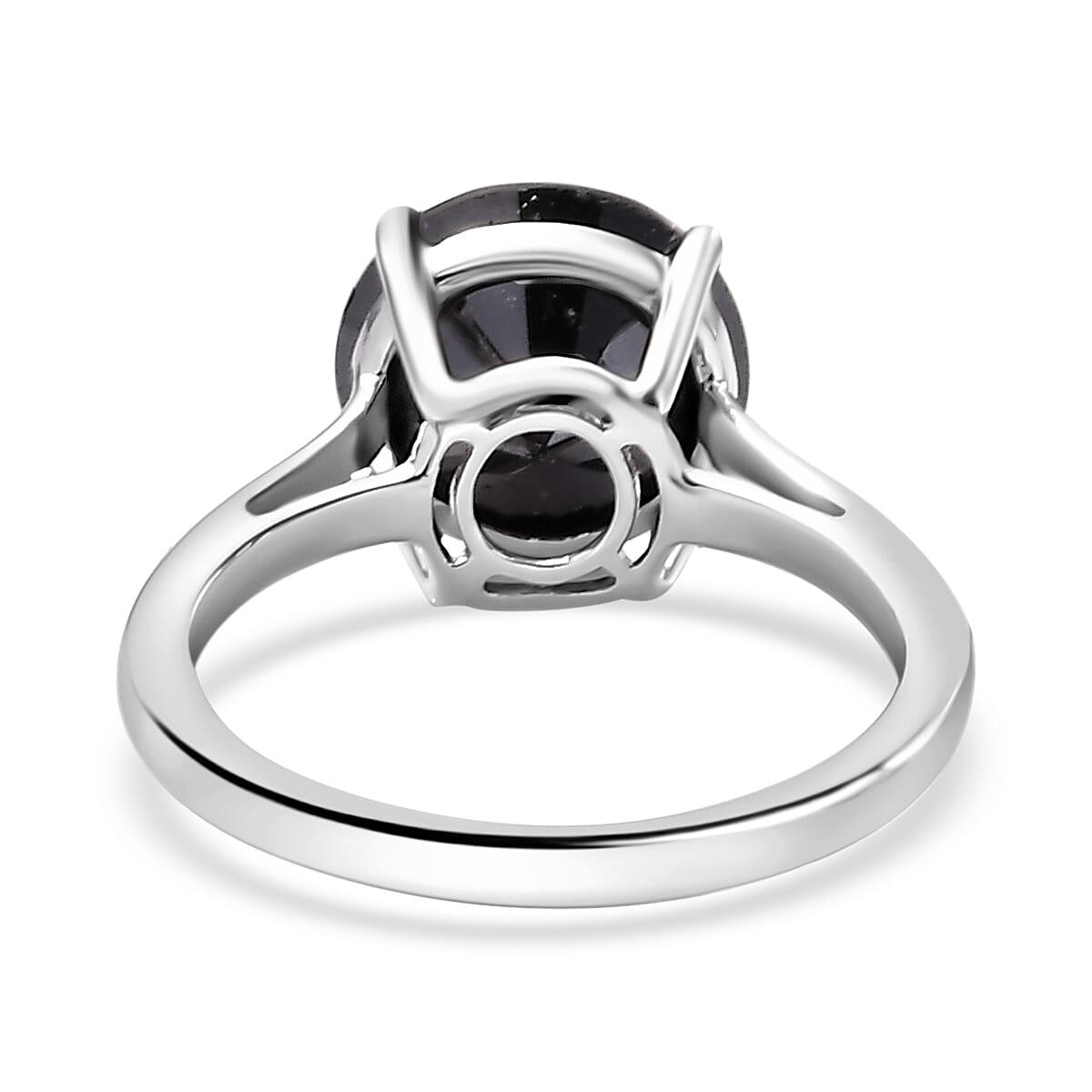 14K White Gold Black Diamond Solitaire Ring 5.05 Cts.