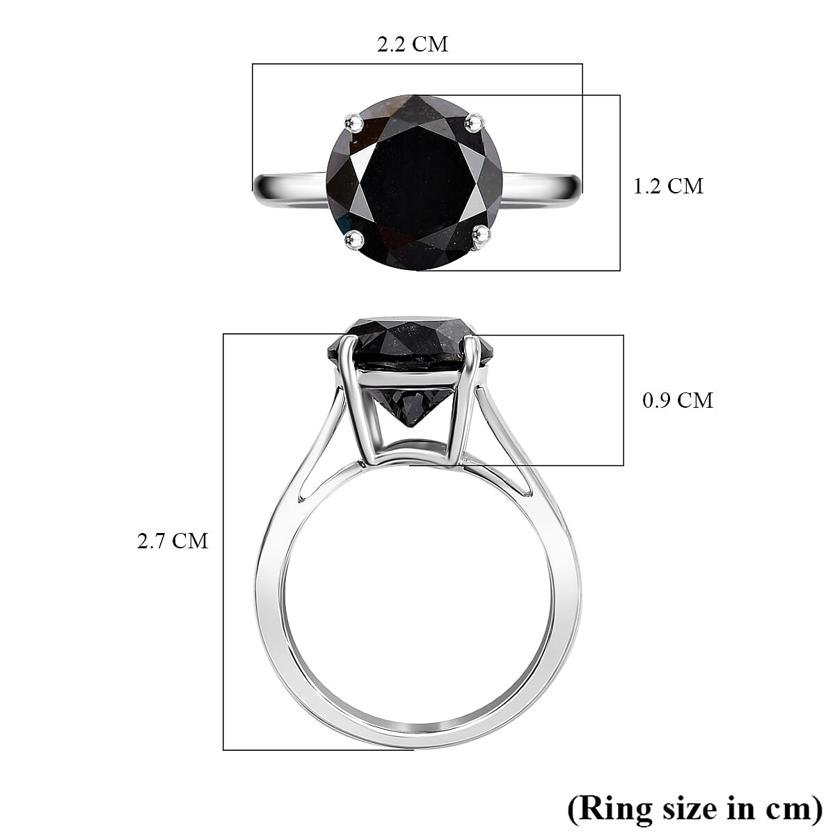 14K White Gold Black Diamond Solitaire Ring 5.05 Cts.