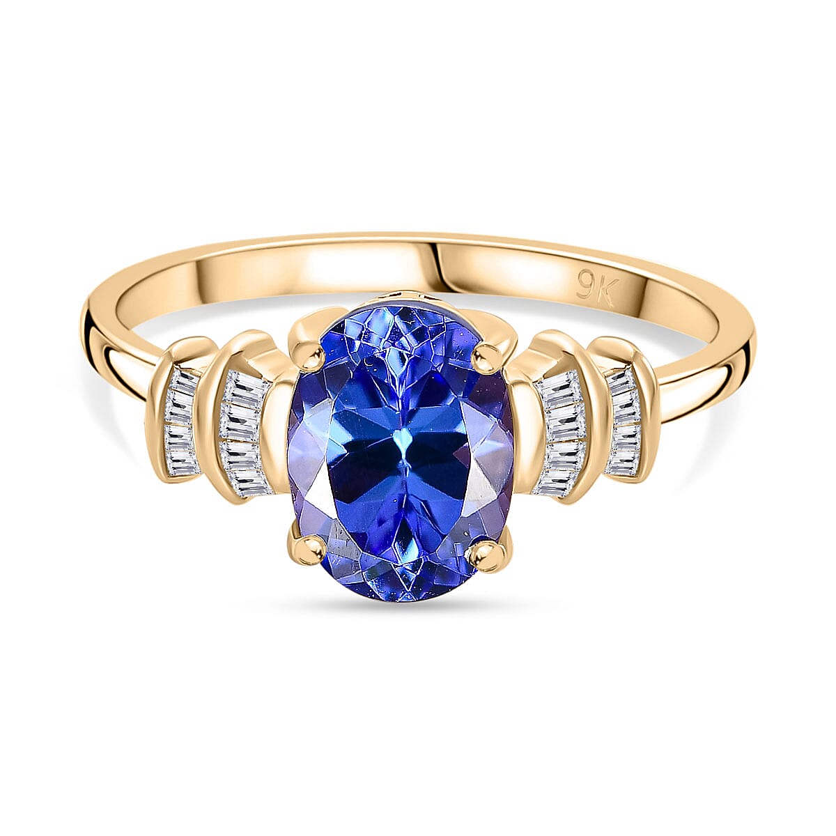 Collectors Edition 9K Yellow Gold Tanzanite & White Diamond  Ring 1.85 ct