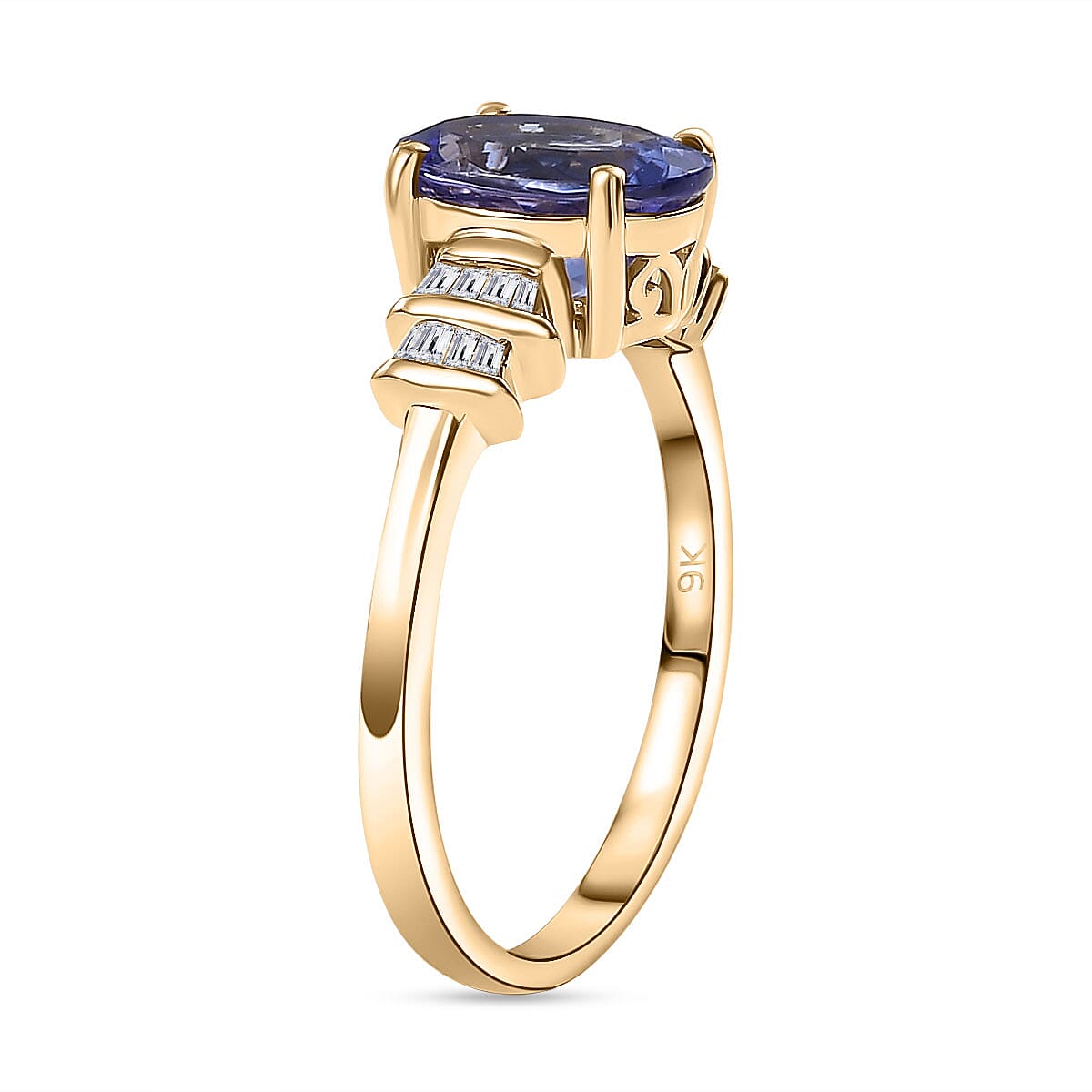 Collectors Edition 9K Yellow Gold Tanzanite & White Diamond  Ring 1.85 ct