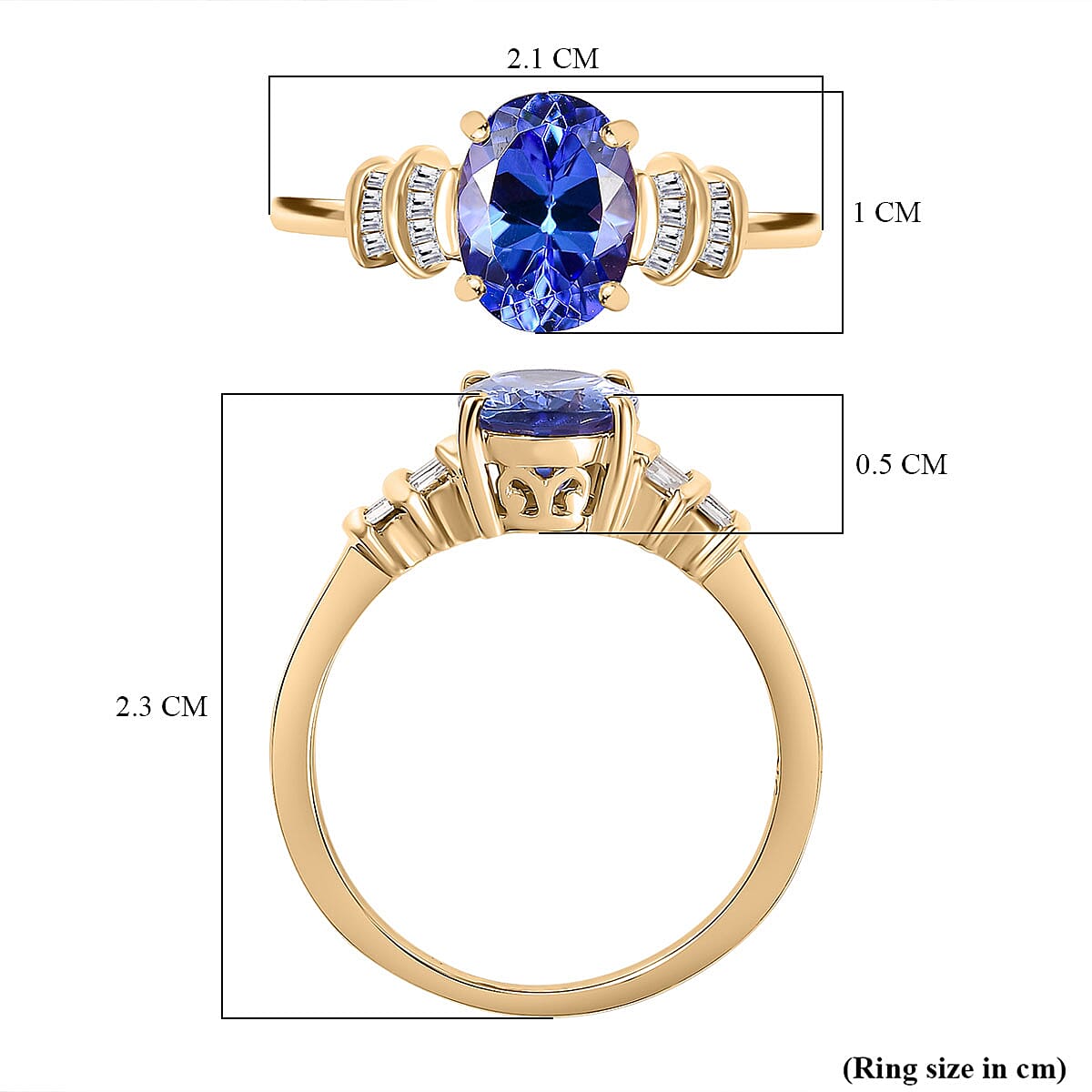 Collectors Edition 9K Yellow Gold Tanzanite & White Diamond  Ring 1.85 ct