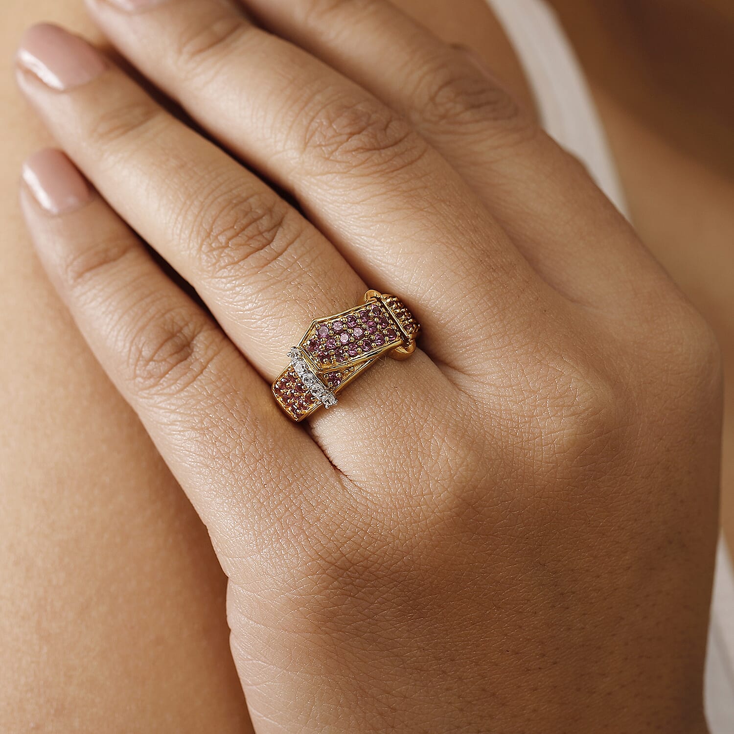 GP Royal Art Deco Collection - Cluster Ring in 18K Vermeil Yellow Gold Plated Sterling Silver