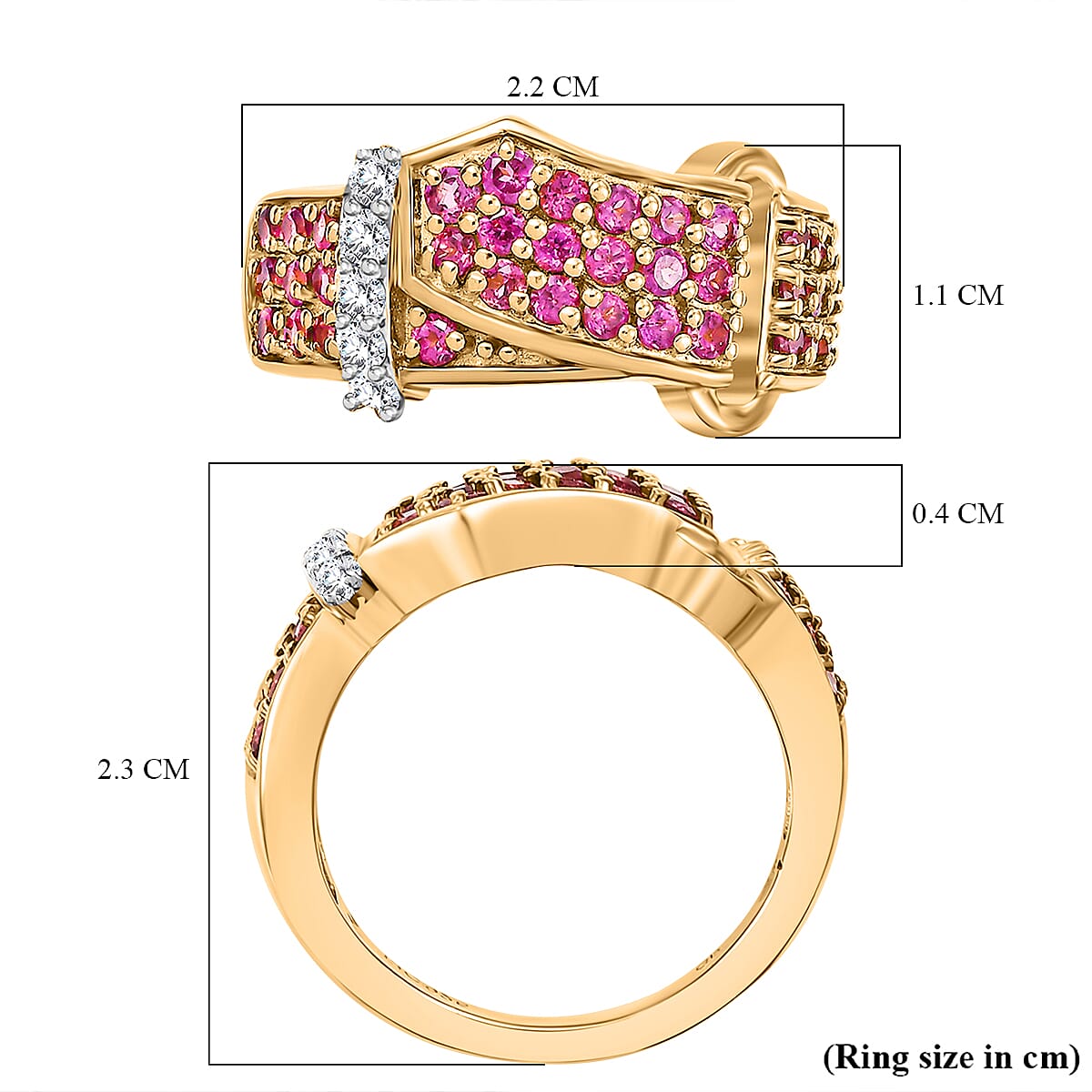 GP Royal Art Deco Collection - Cluster Ring in 18K Vermeil Yellow Gold Plated Sterling Silver