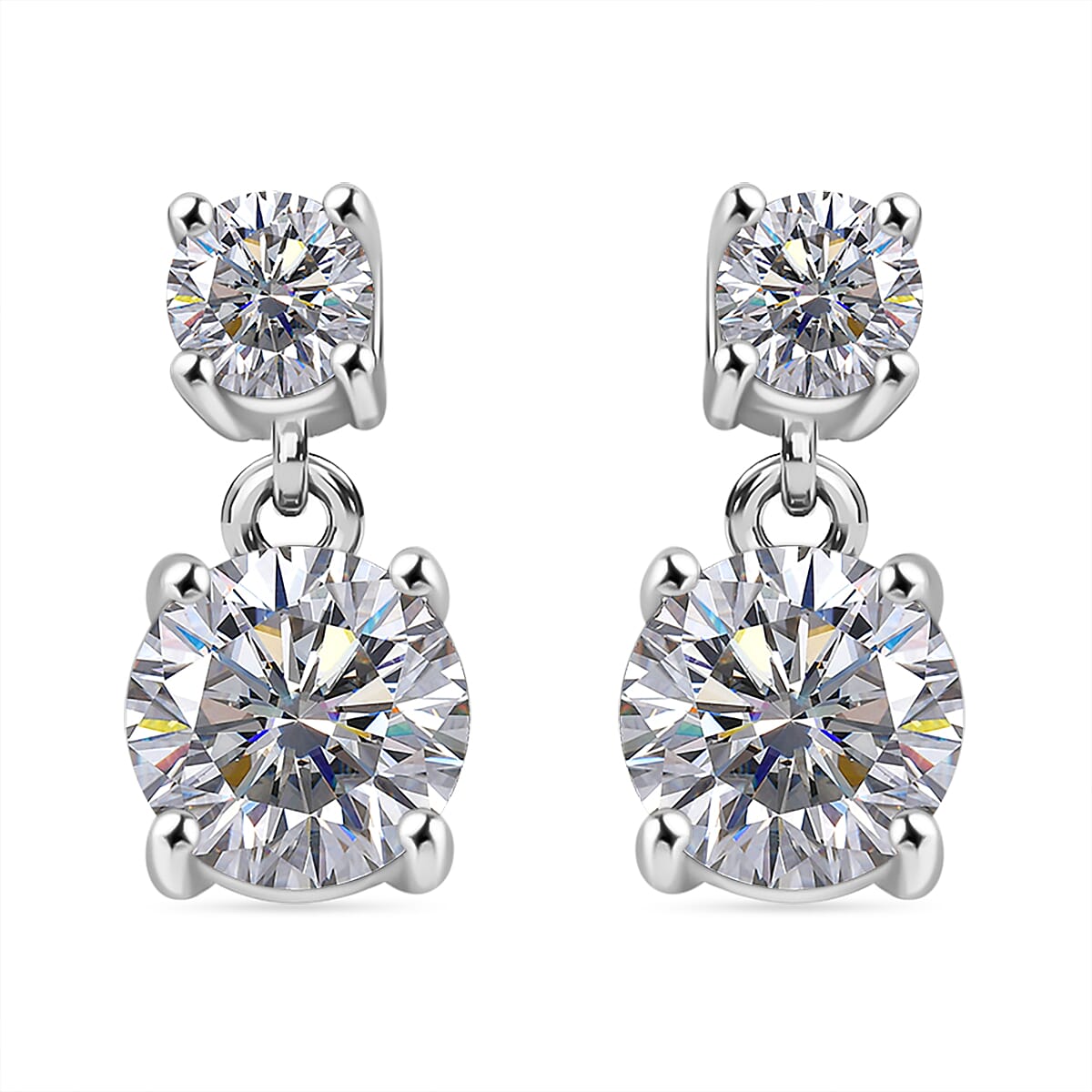 RADIANTA Moissanite - GRA Certified D-VVS1 Moissanite Solitaire Stud Push Post Earring With Push Back in Rhodium Overlay Sterling Silver 1.14 Ct.