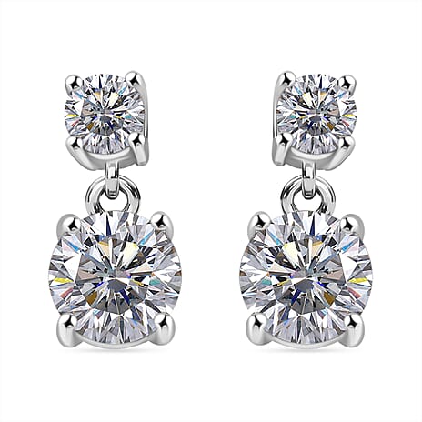 RADIANTA Moissanite - GRA Certified D-VVS1 Moissanite Solitaire Stud Push Post Earring With Push Back in Rhodium Overlay Sterling Silver 1.14 Ct.