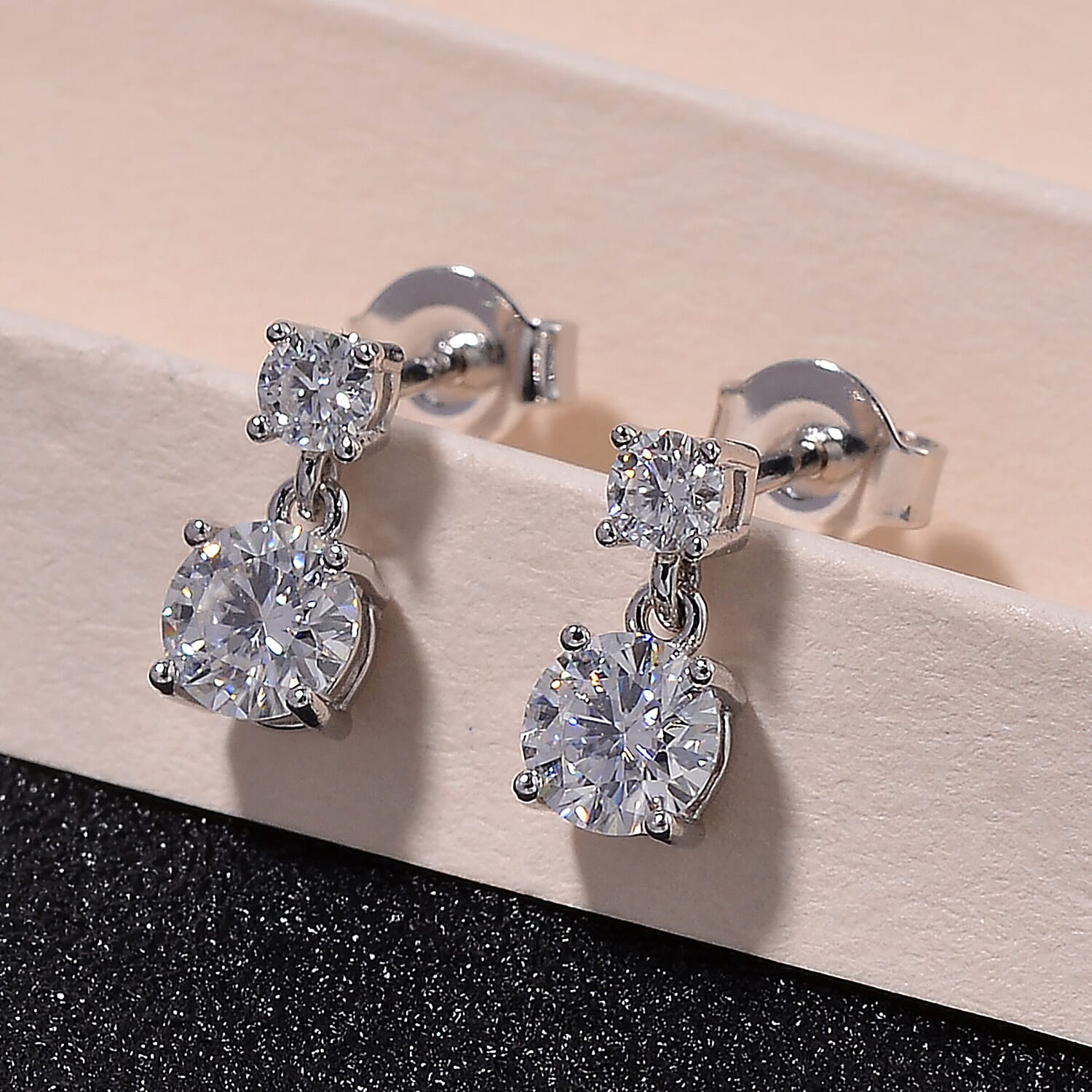 RADIANTA Moissanite - GRA Certified D-VVS1 Moissanite Solitaire Stud Push Post Earring With Push Back in Rhodium Overlay Sterling Silver 1.14 Ct.
