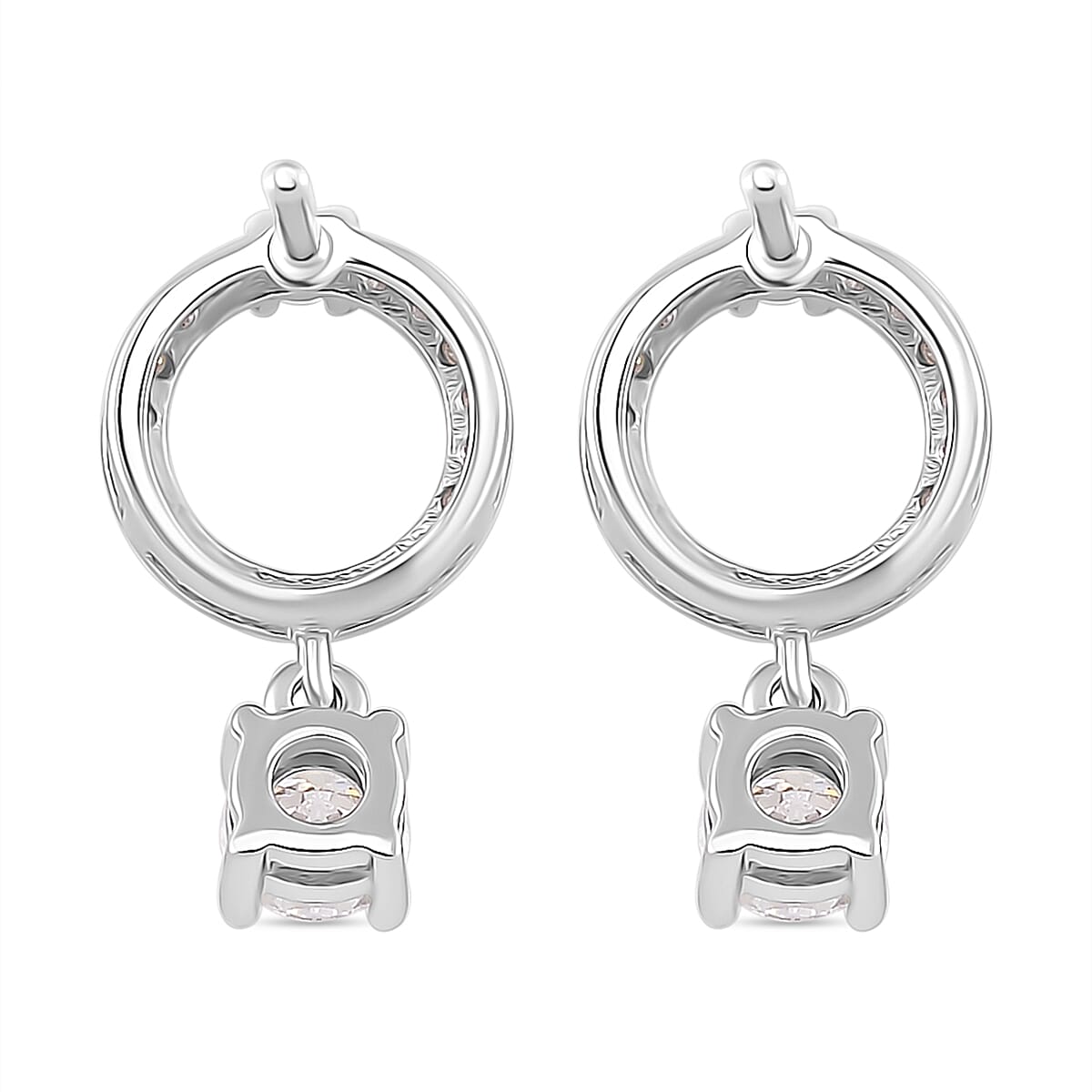 RADIANTA Moissanite - GRA Certified D-VVS1 Moissanite Earring With Push Back in Rhodium Overlay Sterling Silver 1.02 Ct.