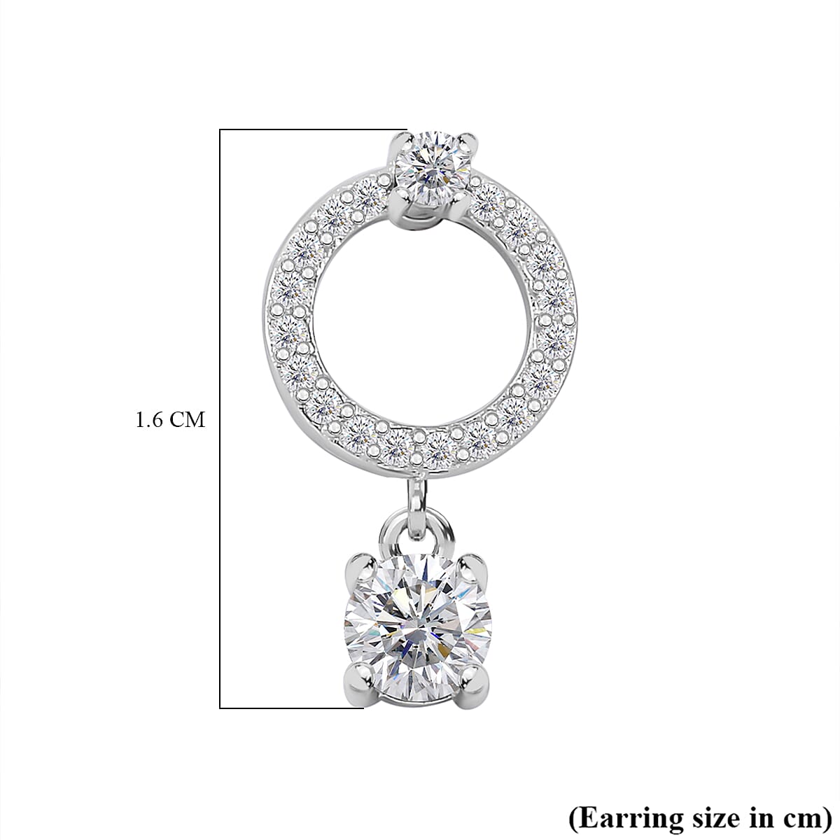 RADIANTA Moissanite - GRA Certified D-VVS1 Moissanite Earring With Push Back in Rhodium Overlay Sterling Silver 1.02 Ct.