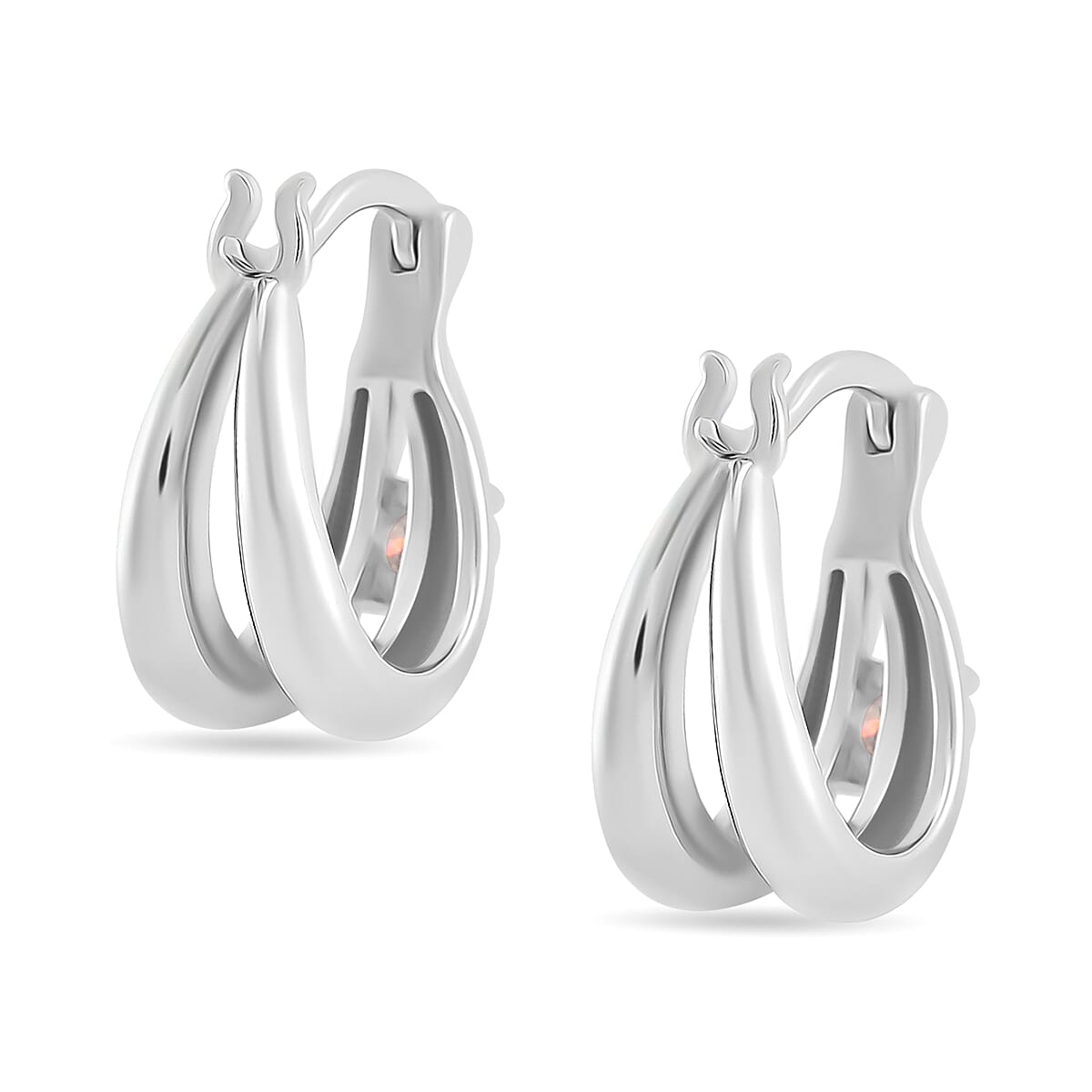 RADIANTA Moissanite - GRA Certified D-VVS1 Moissanite J Hoop Half Hoop Earring With Clasp in Rhodium Overlay Sterling Silver.