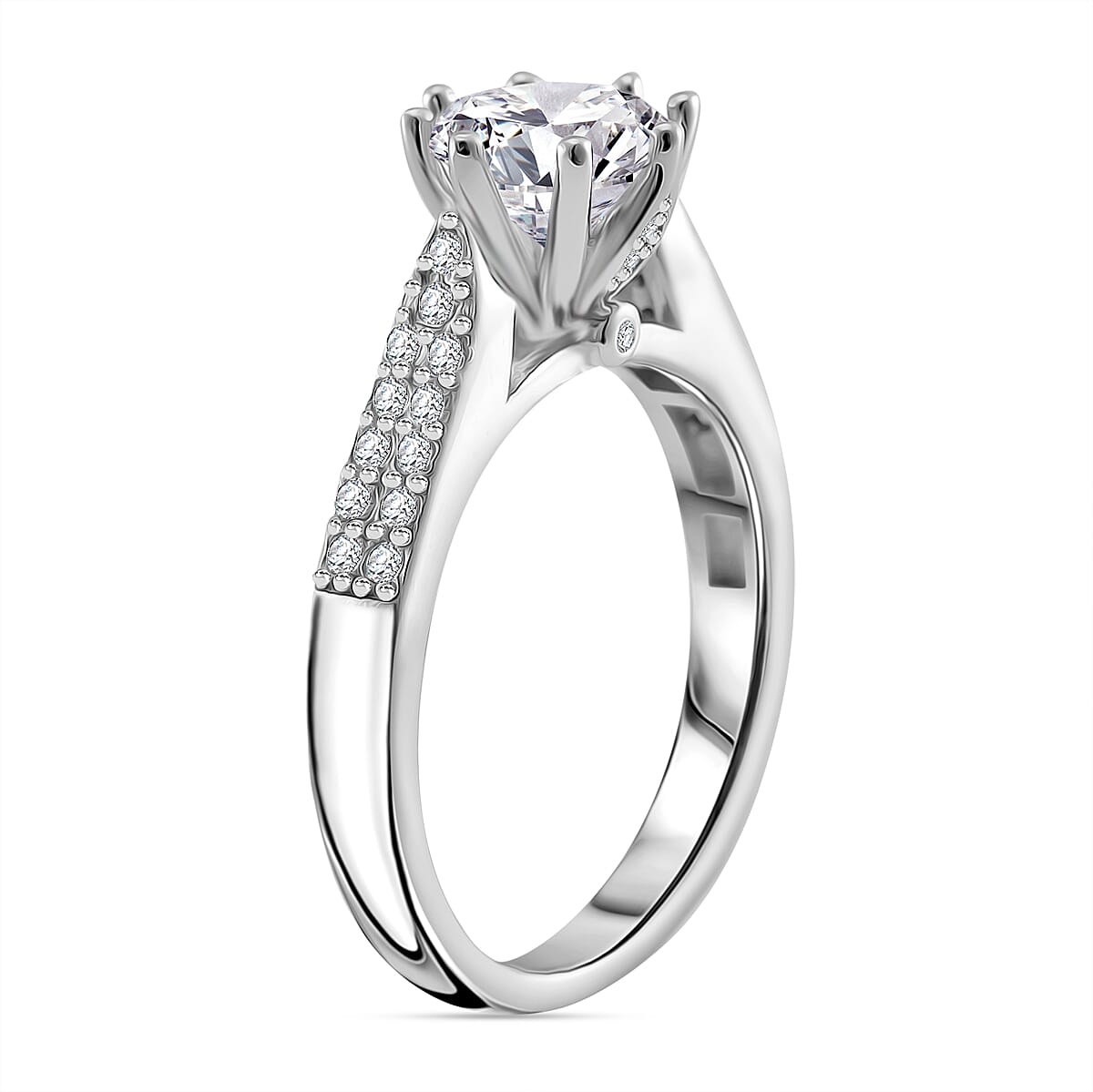 RADIANTA Moissanite - GRA Certified D-VVS1 Moissanite Ring in Rhodium Overlay Sterling Silver 1.52 Ct.