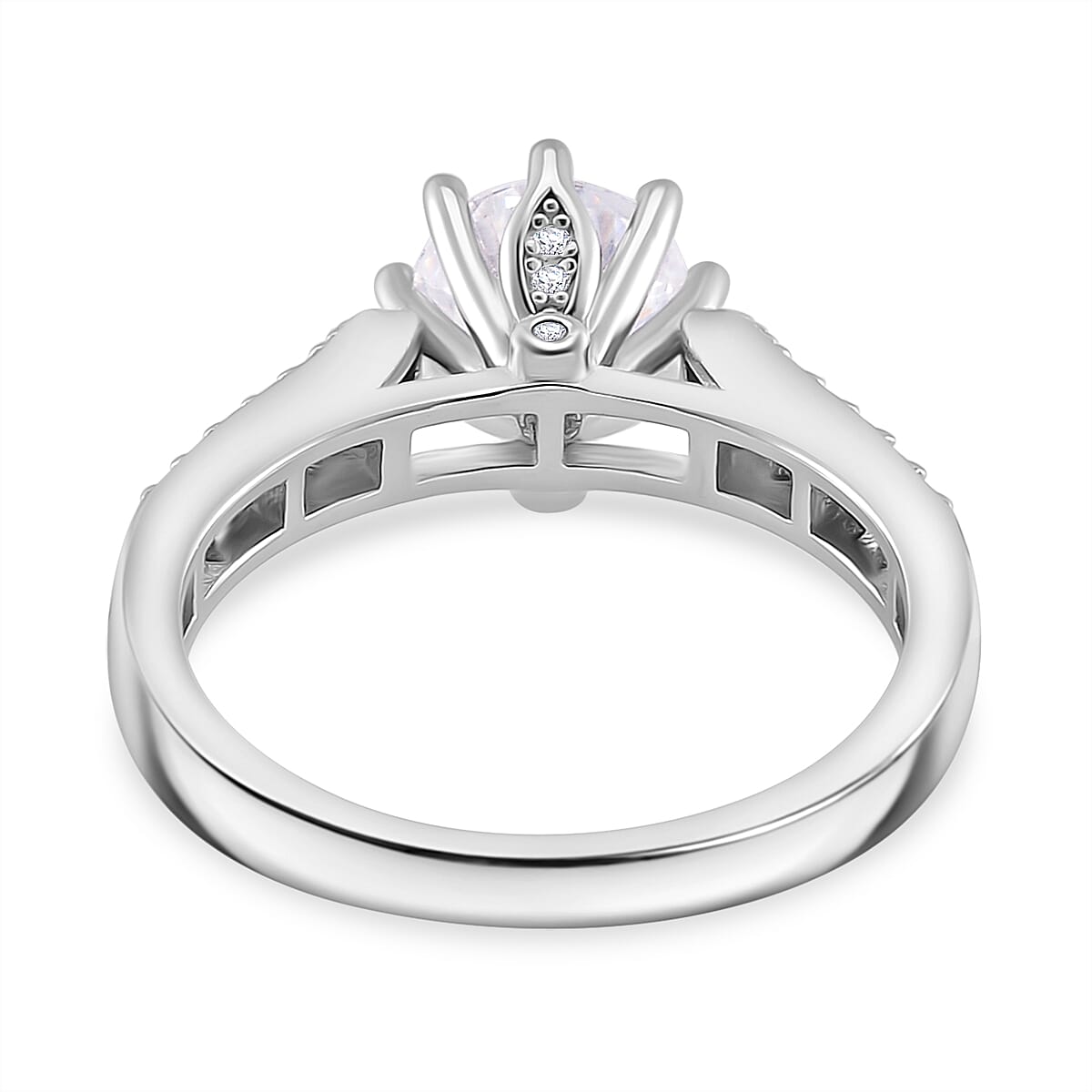 RADIANTA Moissanite - GRA Certified D-VVS1 Moissanite Ring in Rhodium Overlay Sterling Silver 1.52 Ct.