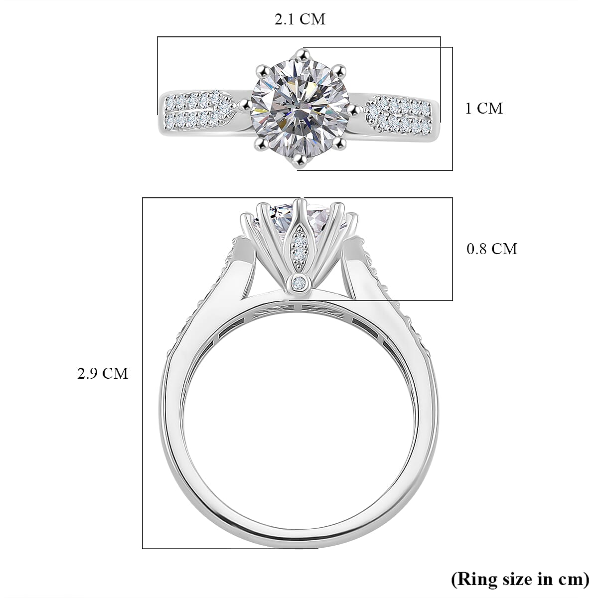 RADIANTA Moissanite - GRA Certified D-VVS1 Moissanite Ring in Rhodium Overlay Sterling Silver 1.52 Ct.