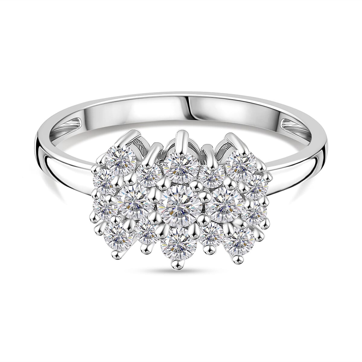 RADIANTA Moissanite - GRA Certified D-VVS1 Moissanite Boat Ring in Rhodium Overlay Sterling Silver 1.07 Ct.