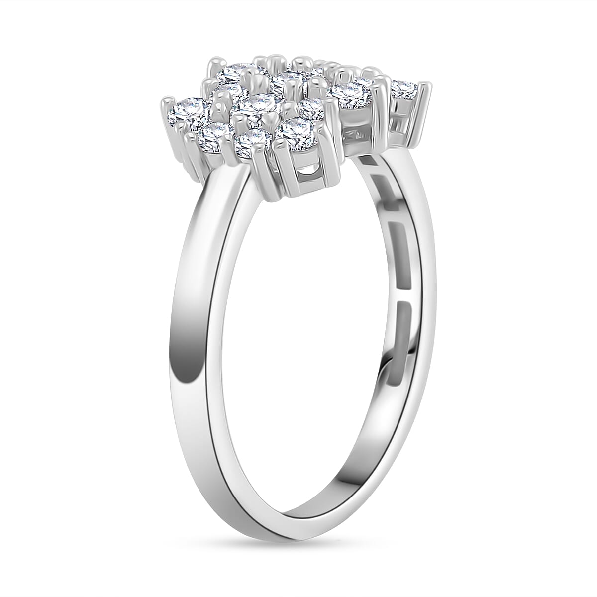 RADIANTA Moissanite - GRA Certified D-VVS1 Moissanite Boat Ring in Rhodium Overlay Sterling Silver 1.07 Ct.