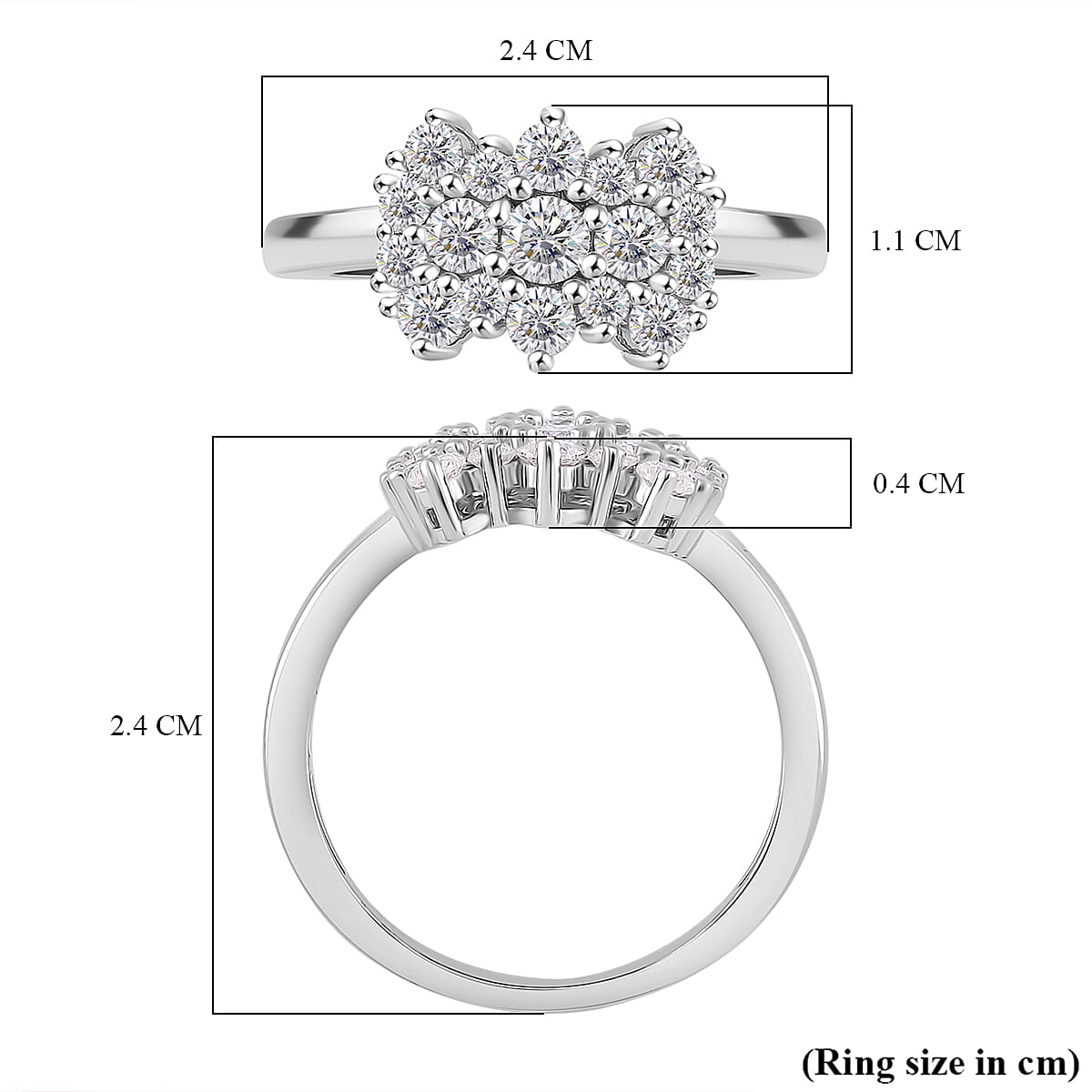 RADIANTA Moissanite - GRA Certified D-VVS1 Moissanite Boat Ring in Rhodium Overlay Sterling Silver 1.07 Ct.