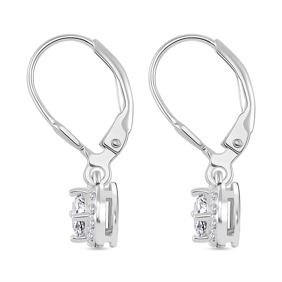 RADIANTA Moissanite - GRA Certified D-VVS1 Moissanite Solitaire Earring With Lever Back in Rhodium Overlay Sterling Silver 1.01 Ct.