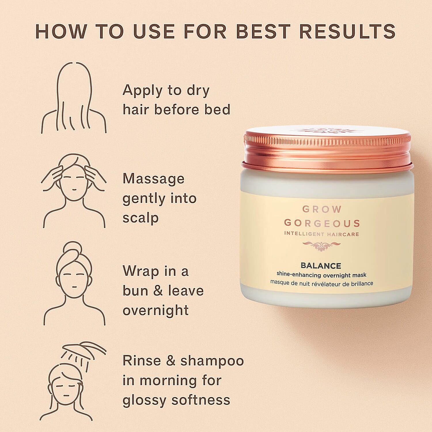 Grow Gorgeous Balance Shine-Enhancing Overnight Mask - 200ml