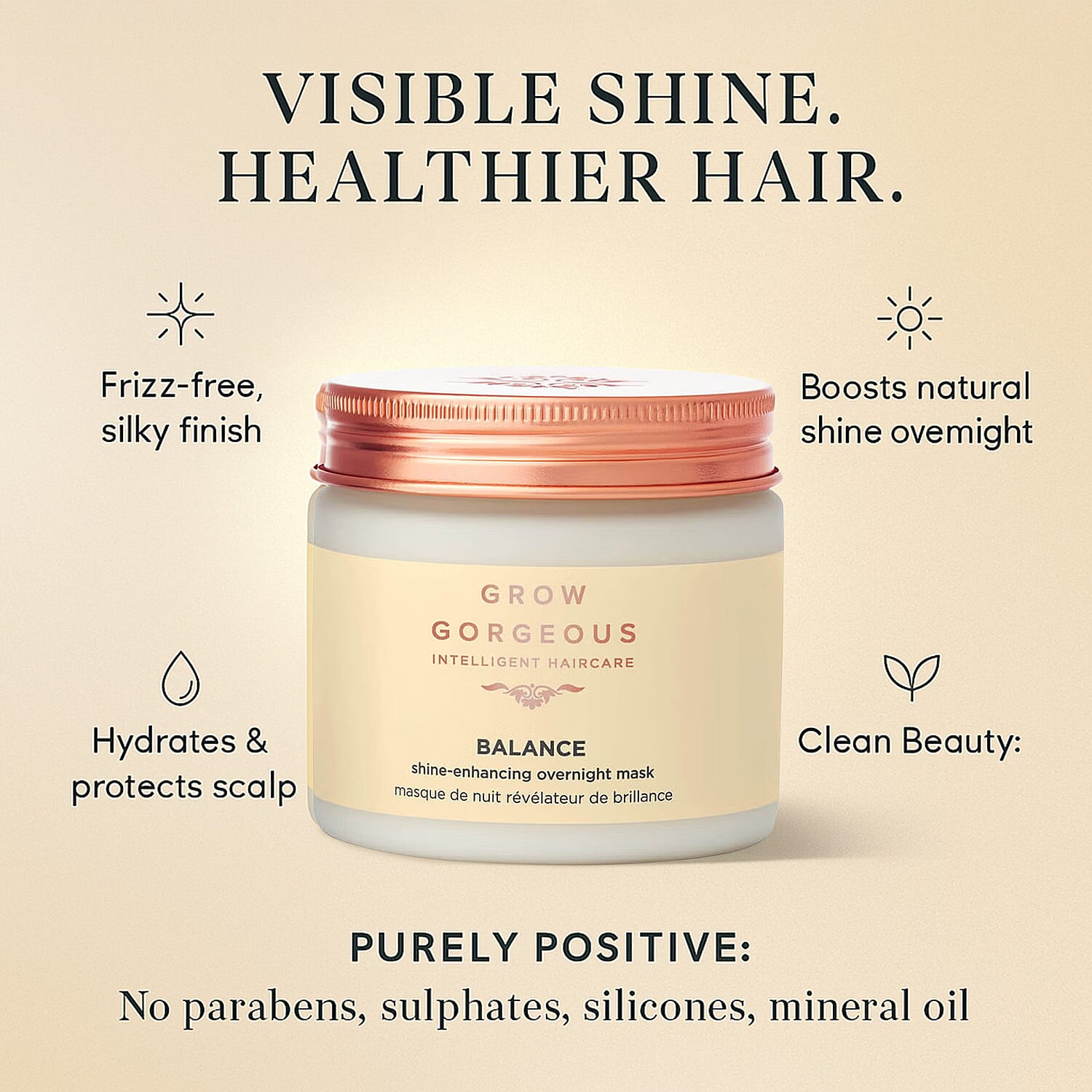 Grow Gorgeous Balance Shine-Enhancing Overnight Mask - 200ml