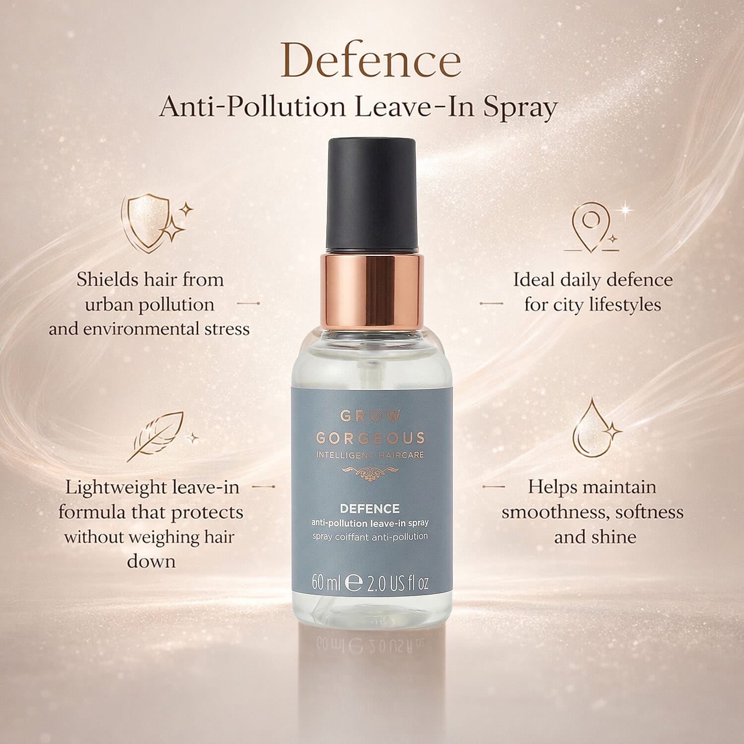 Grow Gorgeous Defence Anti-Pollution Leave in Spray - 60ml