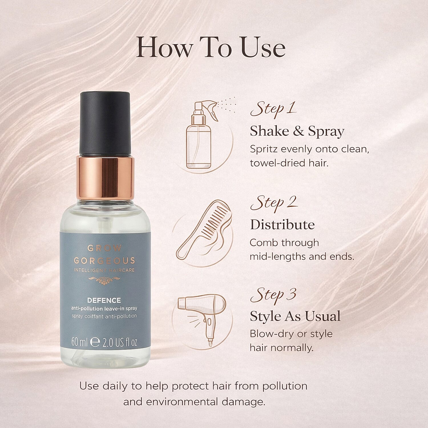 Grow Gorgeous Defence Anti-Pollution Leave in Spray - 60ml