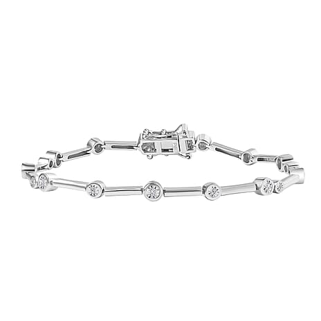 Close Out Deal - EverTrue White Diamond Bracelet (Size 7.5) with GB Lock Box Platinum Overlay